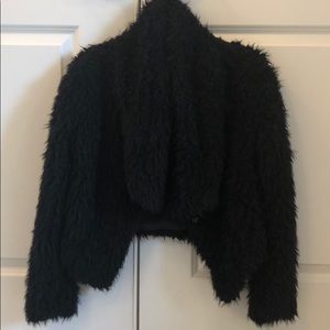 Black Nubby Faux Fur Jacket